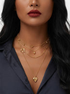 Gold-Tone Heart Layered Necklace with zinc-alloy hardware | NA477-01 | image 2