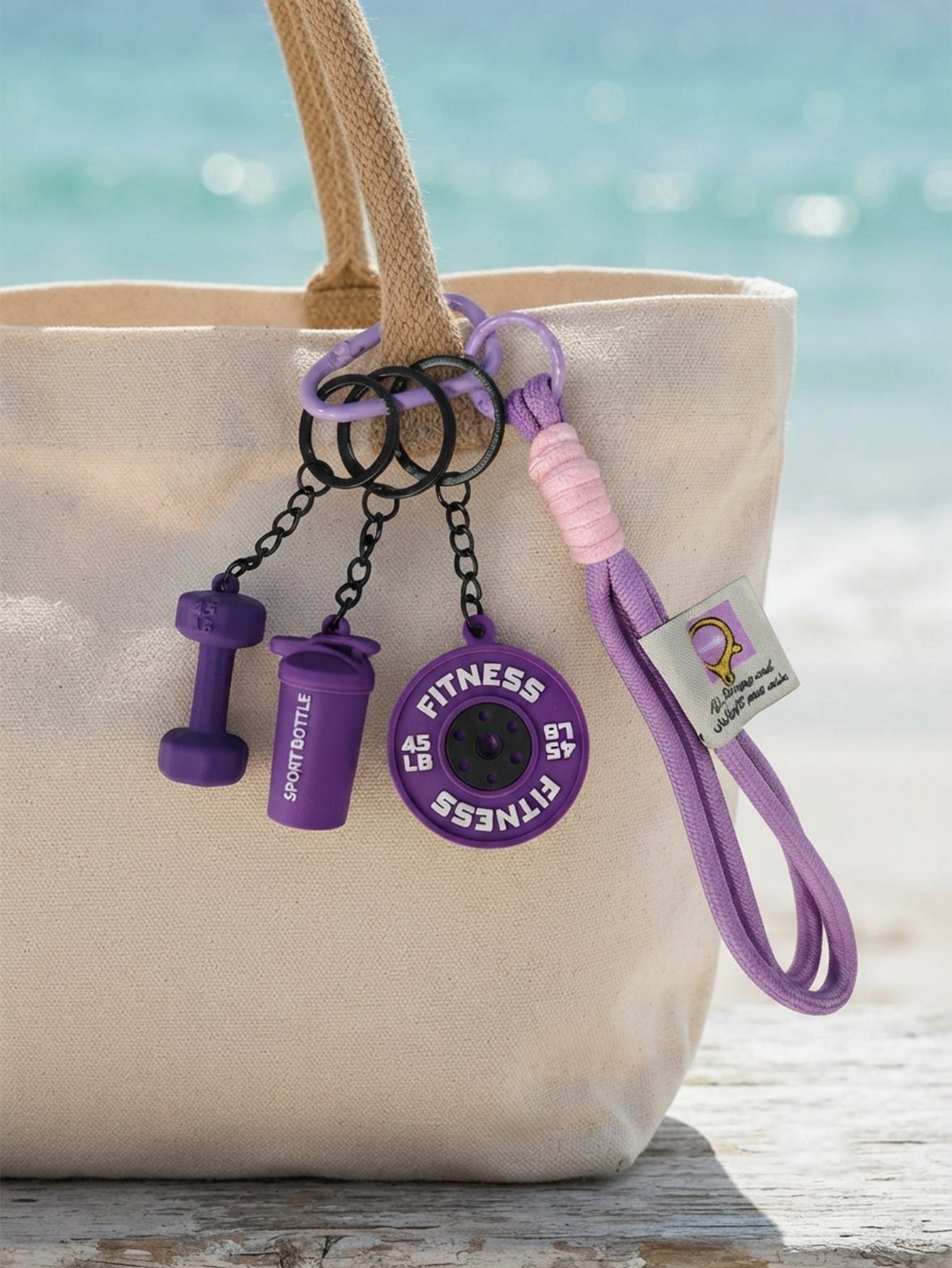 Mini barbell keychain with fitness theme | KCA085-08 | image 2