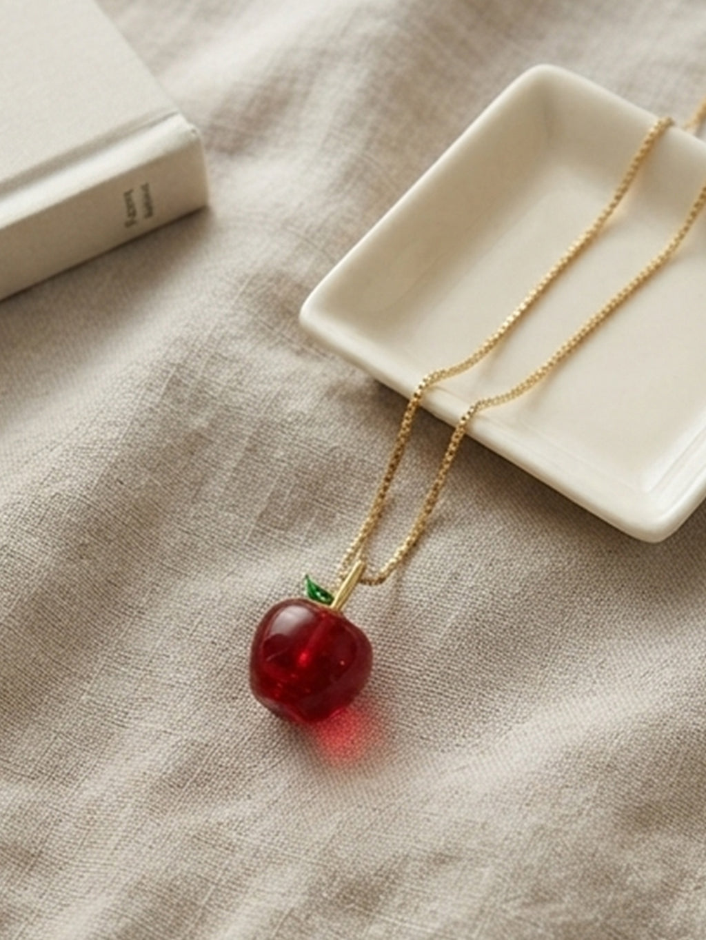 Red Apple Pendant Necklace with copper details | NA929-01 | image 2