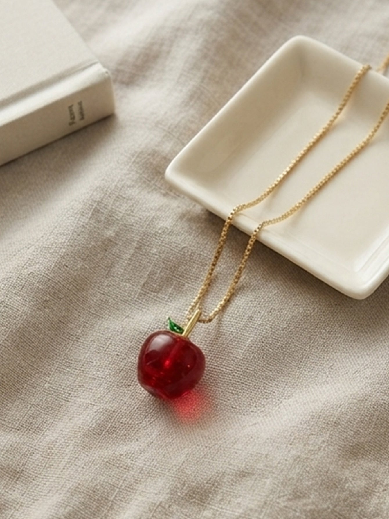 Red Apple Pendant Necklace with copper details | NA929-01 | image 2