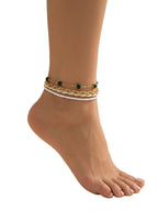 Green Stone Beaded Anklet Set with zinc alloy details | JL7342-01 | image 2