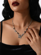 Silver-Tone Butterfly Pearl Necklace with zinc-alloy hardware | NA590-01 | image 2