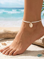 White Beaded Shell Anklet with plastic details | JL7359-01 | image 2