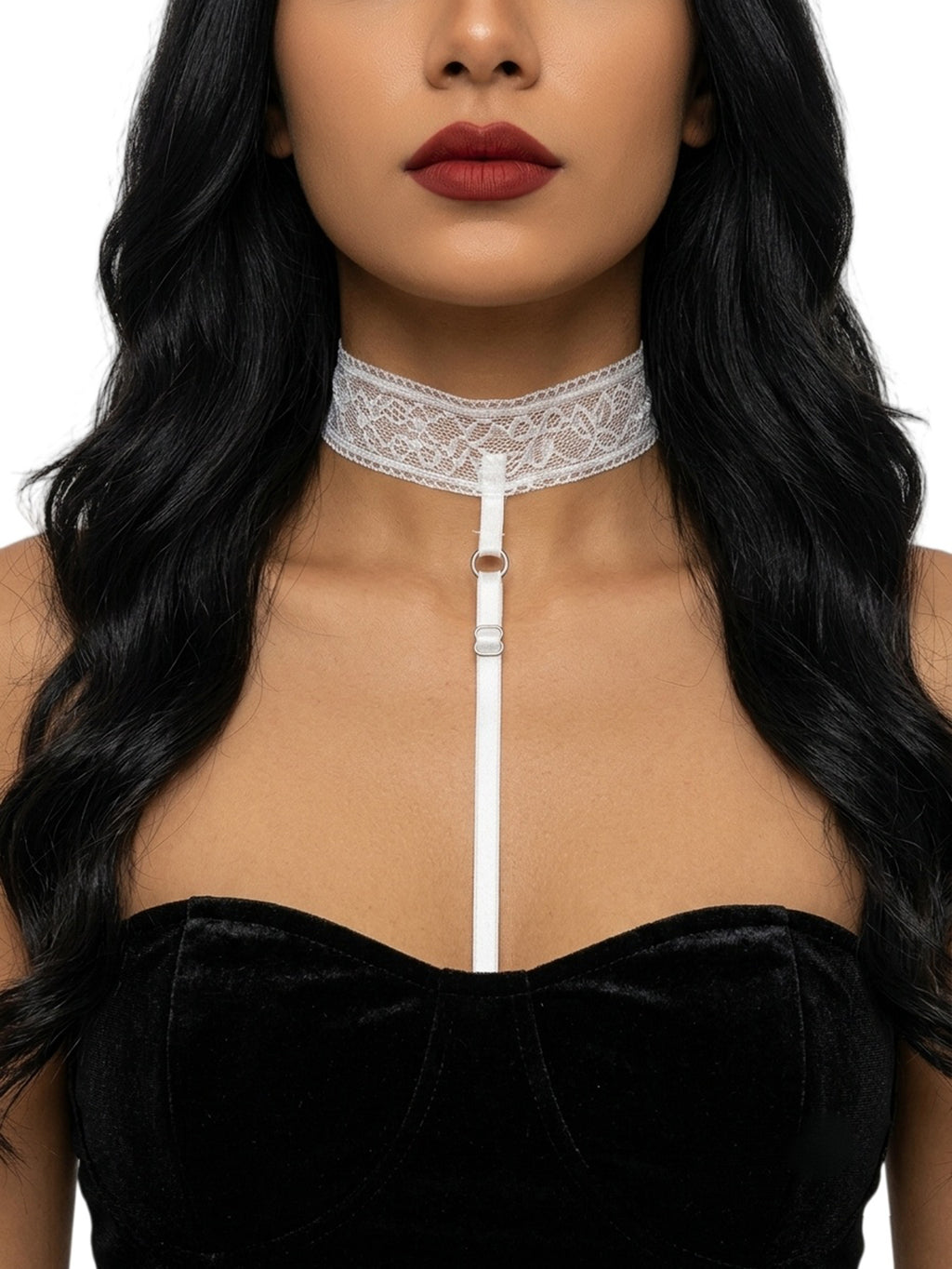 White Lace Garter Body Chain with polyester straps | BCN0759-01 | image 2