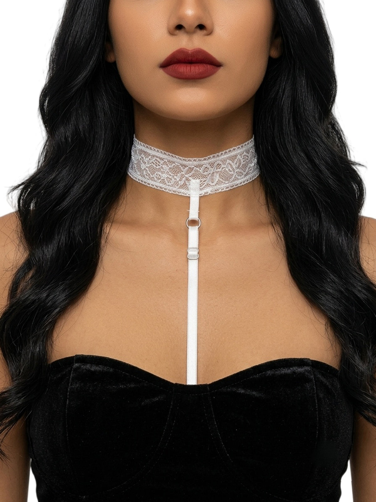 White Lace Garter Body Chain with polyester straps | BCN0759-01 | image 2