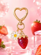Translucent strawberry keychain with daisy accent | KCA064-02 | image 2