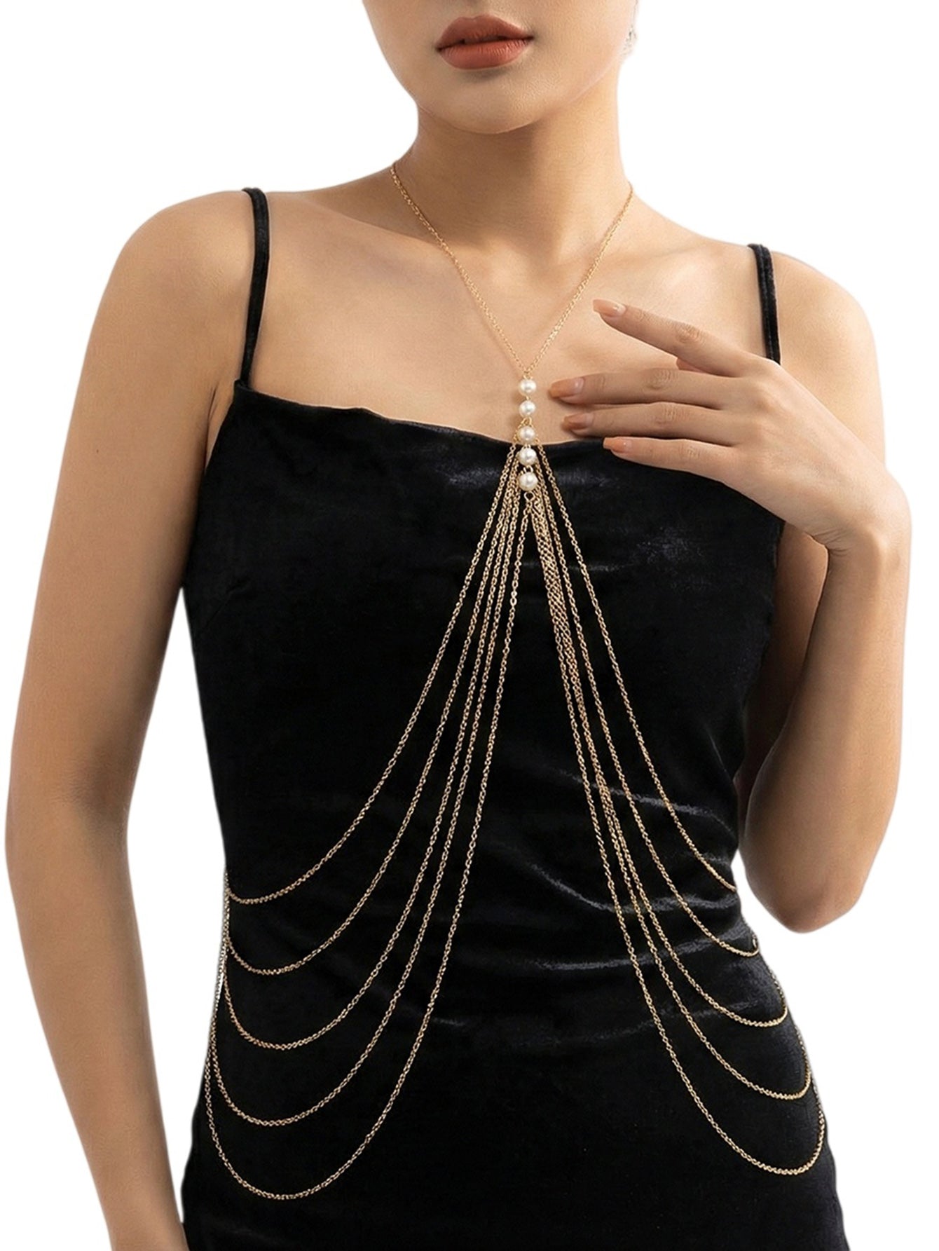 Gold-Tone Costume Body Chain with zinc-alloy details | BCN0203-01 | image 2