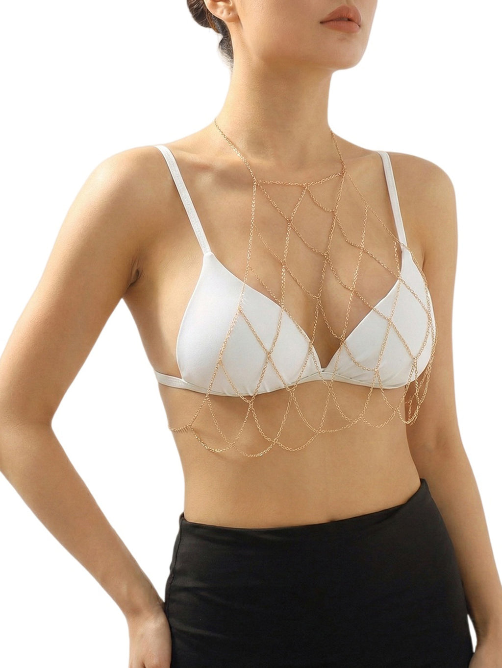 Gold-Tone Mesh Costume Body Chain with zinc-alloy details | BCN0200-02 | image 2