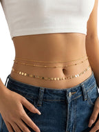 Gold-Tone Triple-Layer Sequin Waist Chain Set with zinc-alloy details | BCN0827-01 | image 2