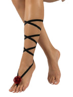 Red Lace Flower Wrap Anklet with elastic band details | JL7404-01 | image 2