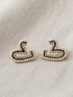 Crystal pearl heart earrings with compact silhouette | ERA388-01 | image 2