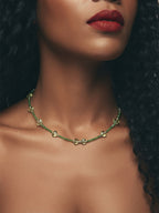 Green Heart Beaded Necklace with glass details | NA560-02 | image 2