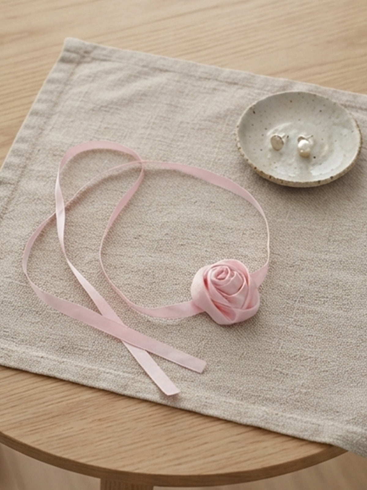 Satin Rose Wrap Necklace with polyester fabric | NA918-01 | image 2