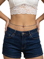 Silver-Tone Pearl Double-Layer Waist Chain with zinc-alloy details | BCN0242-02 | image 2