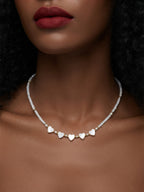 White Glass Bead Heart Necklace with glass details | NA595-01 | image 2