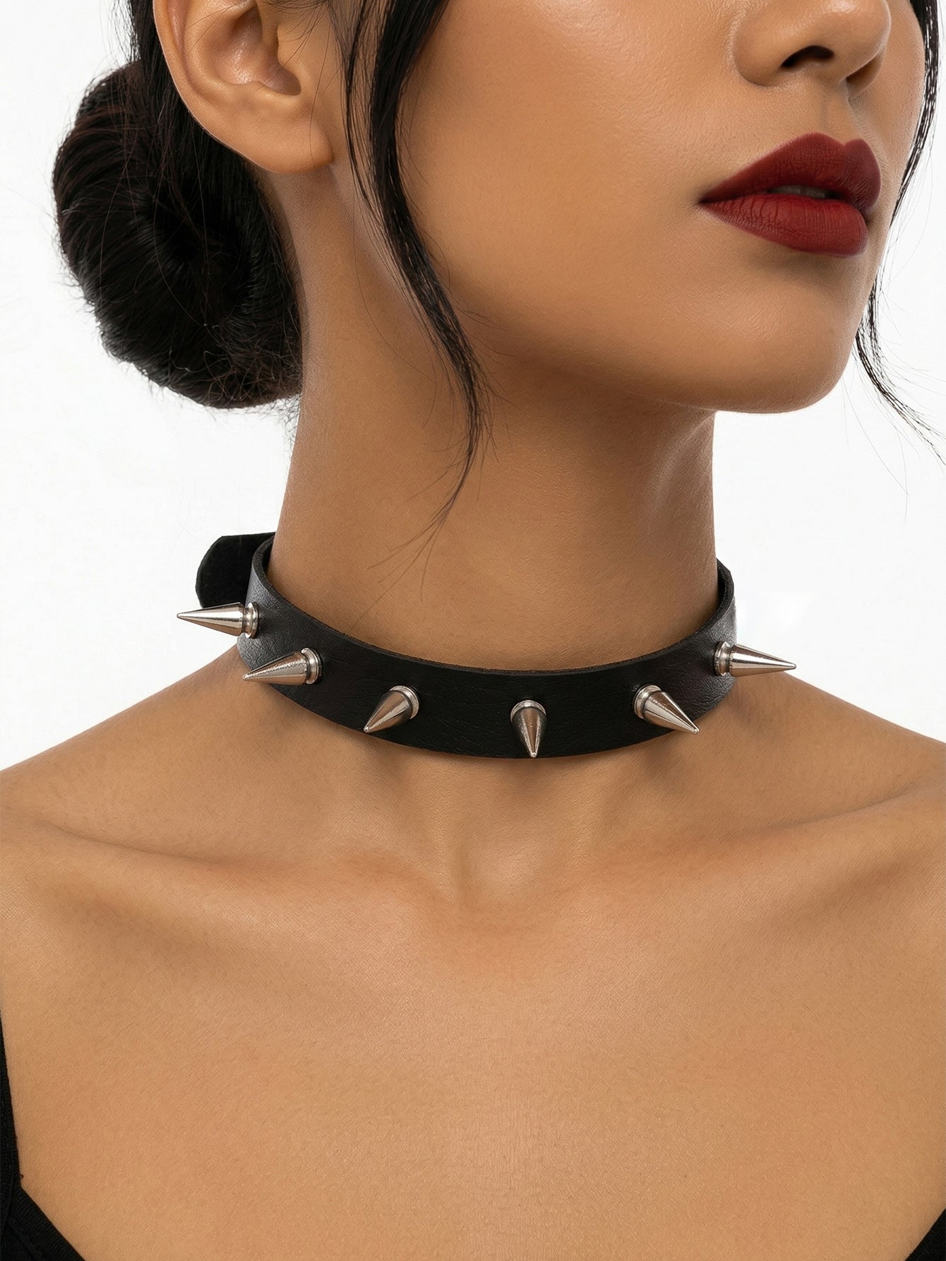 Black Fang Leather Choker with leather | N3976-01 | image 2