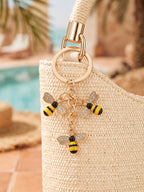 Gold-tone bee keychain with round ring | KCA092-01 | image 2