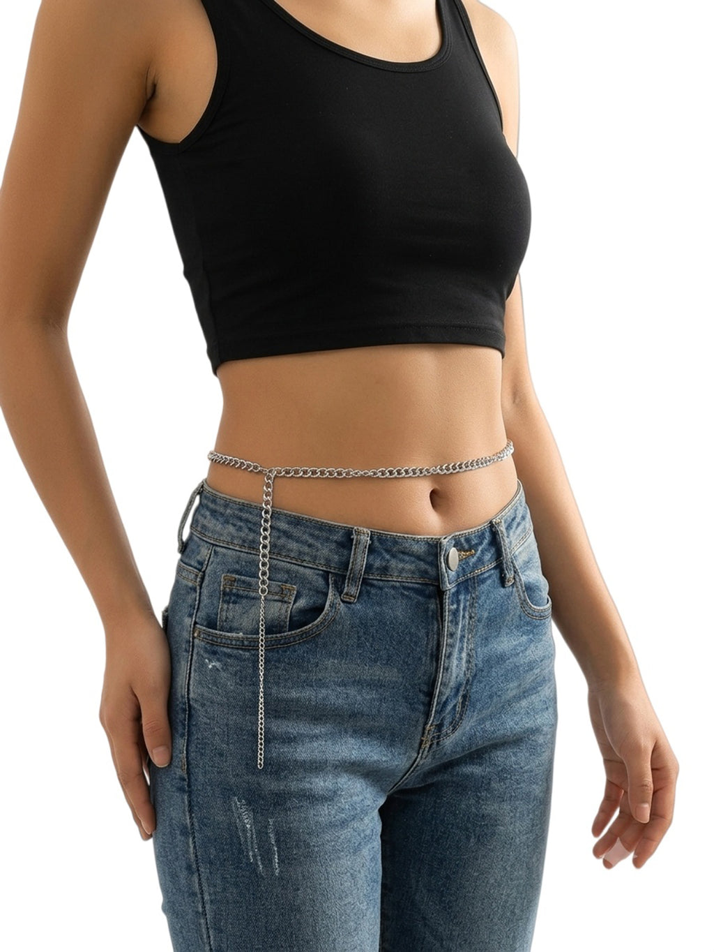 Silver-Tone Chunky Chain Waist Chain with zinc-alloy details | BCN0284-01 | image 2