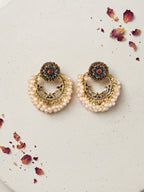 Geometric floral pearl statement earrings with vintage-inspired details | ERA621-01 | image 2