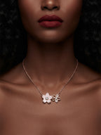 Rose Gold-Tone Mother-of-Pearl Blossom Necklace with alloy hardware | NA899-01 | image 2