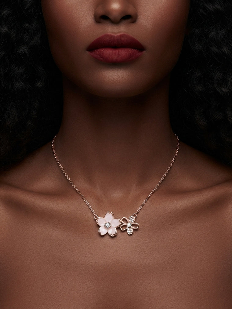 Rose Gold-Tone Mother-of-Pearl Blossom Necklace with alloy hardware | NA899-01 | image 2