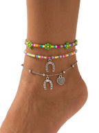 Beaded Daisy Anklet Set with glass and zinc alloy details | JL7222-01 | image 2