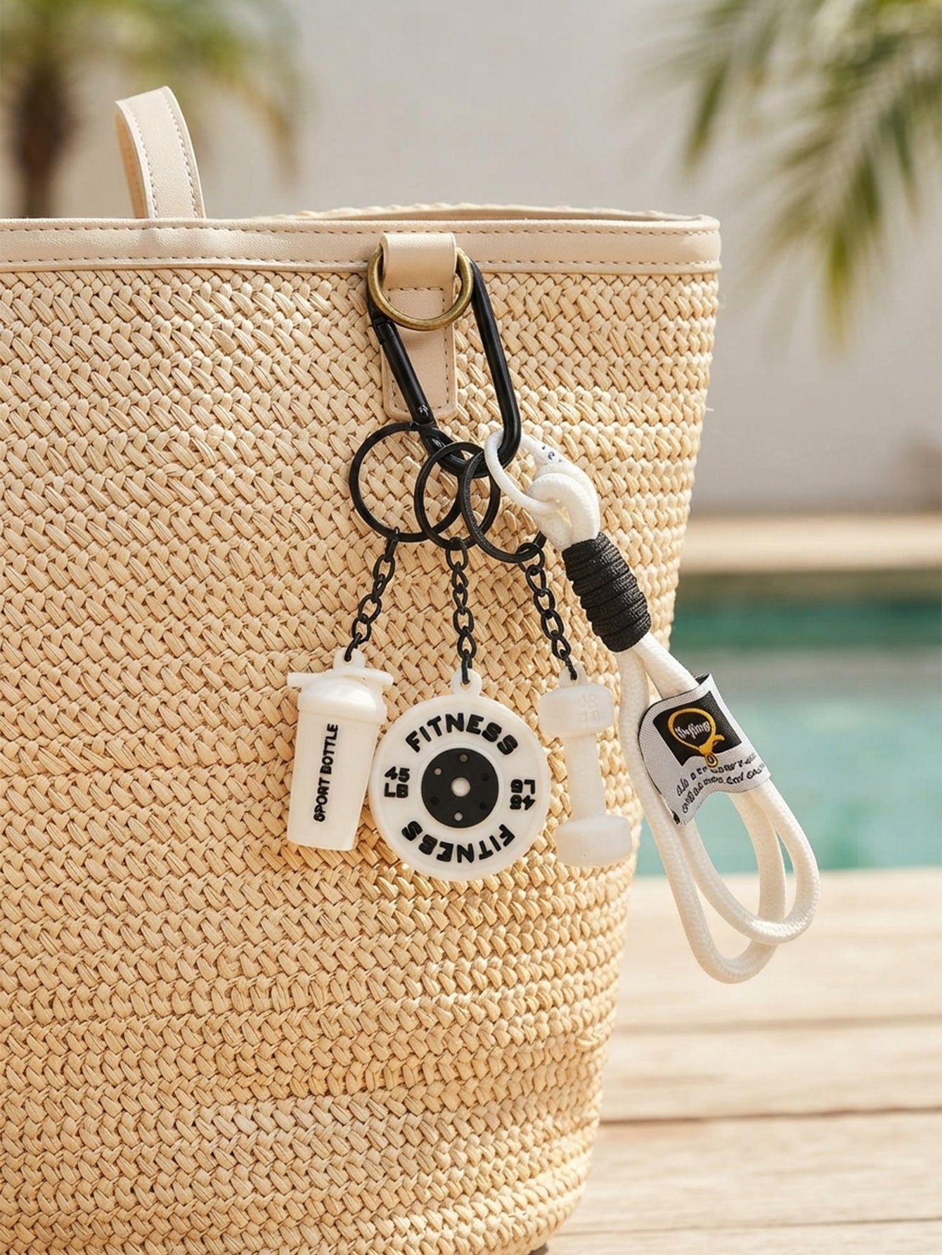 Mini barbell keychain with fitness theme | KCA085-07 | image 2