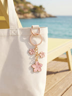 Pink cherry blossom keychain with floral accents | KCA070-06 | image 2