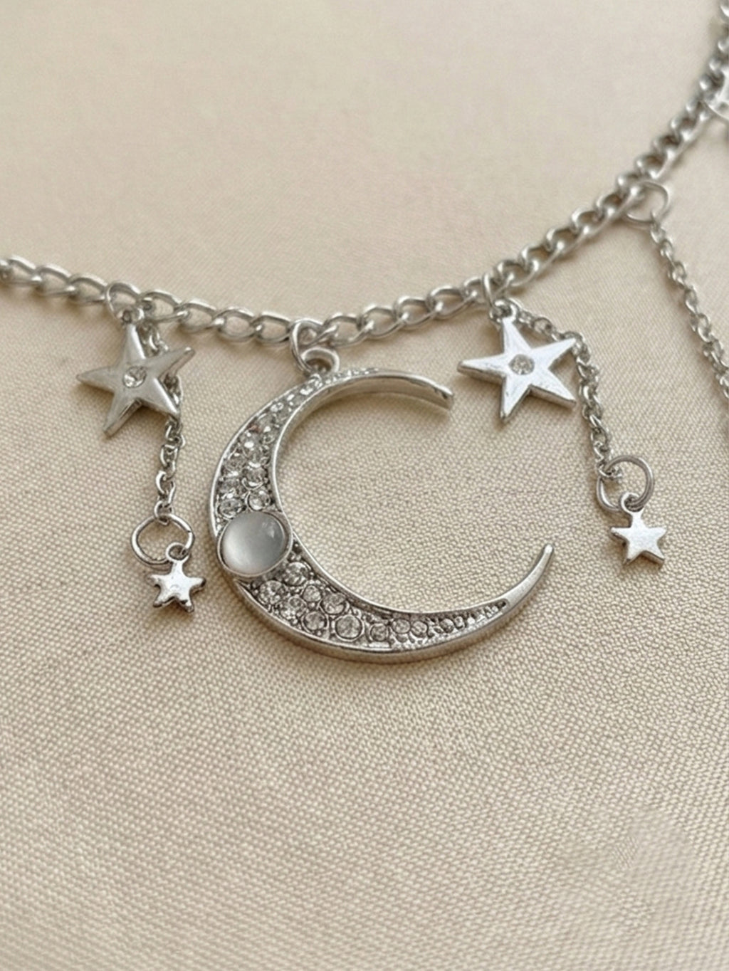 Silver-Tone Moon Pendant Necklace with zinc-alloy hardware | NA474-02 | image 2