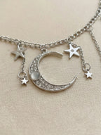 Silver-Tone Moon Pendant Necklace with zinc-alloy hardware | NA474-02 | image 2