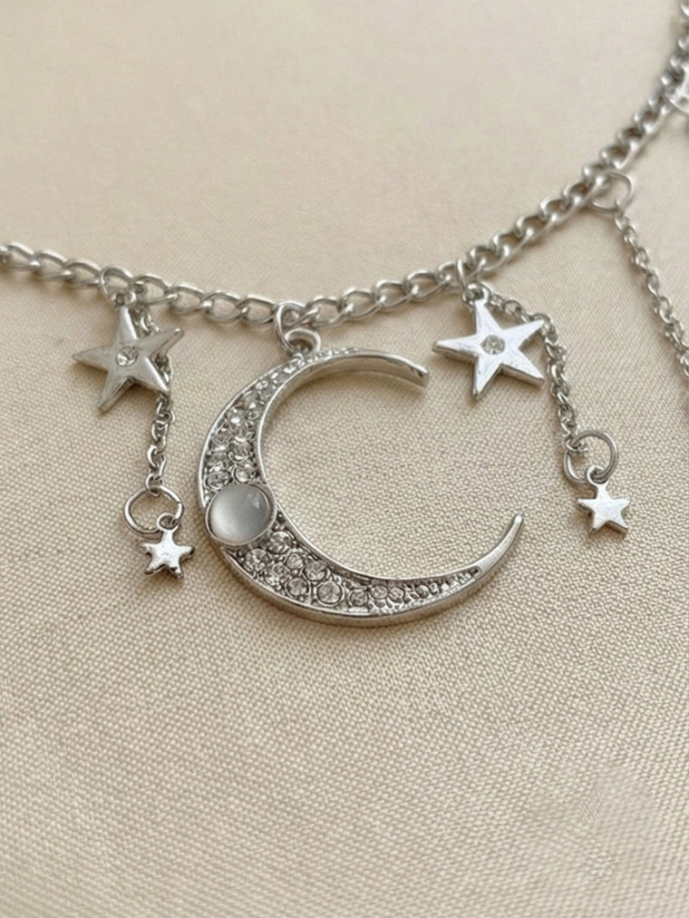 Silver-Tone Moon Pendant Necklace with zinc-alloy hardware | NA474-02 | image 2
