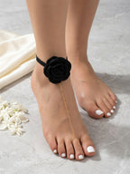 Black Flower Toe Anklet with zinc alloy details | JL7400-01 | image 2