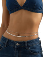 Silver-Tone Sequin Bead Waist Chain Set with stainless-steel details | BCN0826-01 | image 2