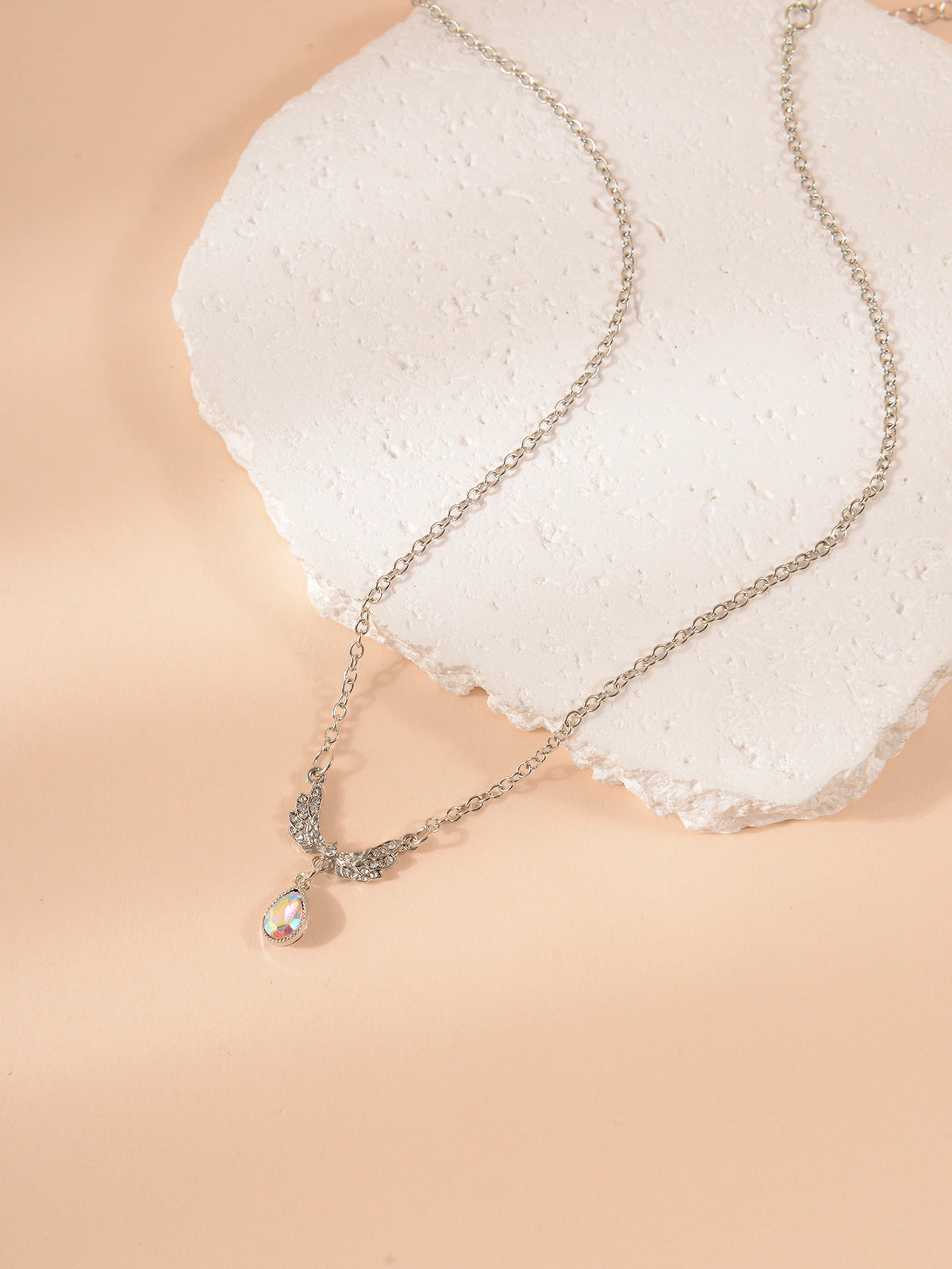 Silver-Tone Zircon Wing Necklace with zinc-alloy hardware | NA615-01 | image 2