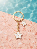 White cherry blossom keychain with floral accents | KCA070-11 | image 2
