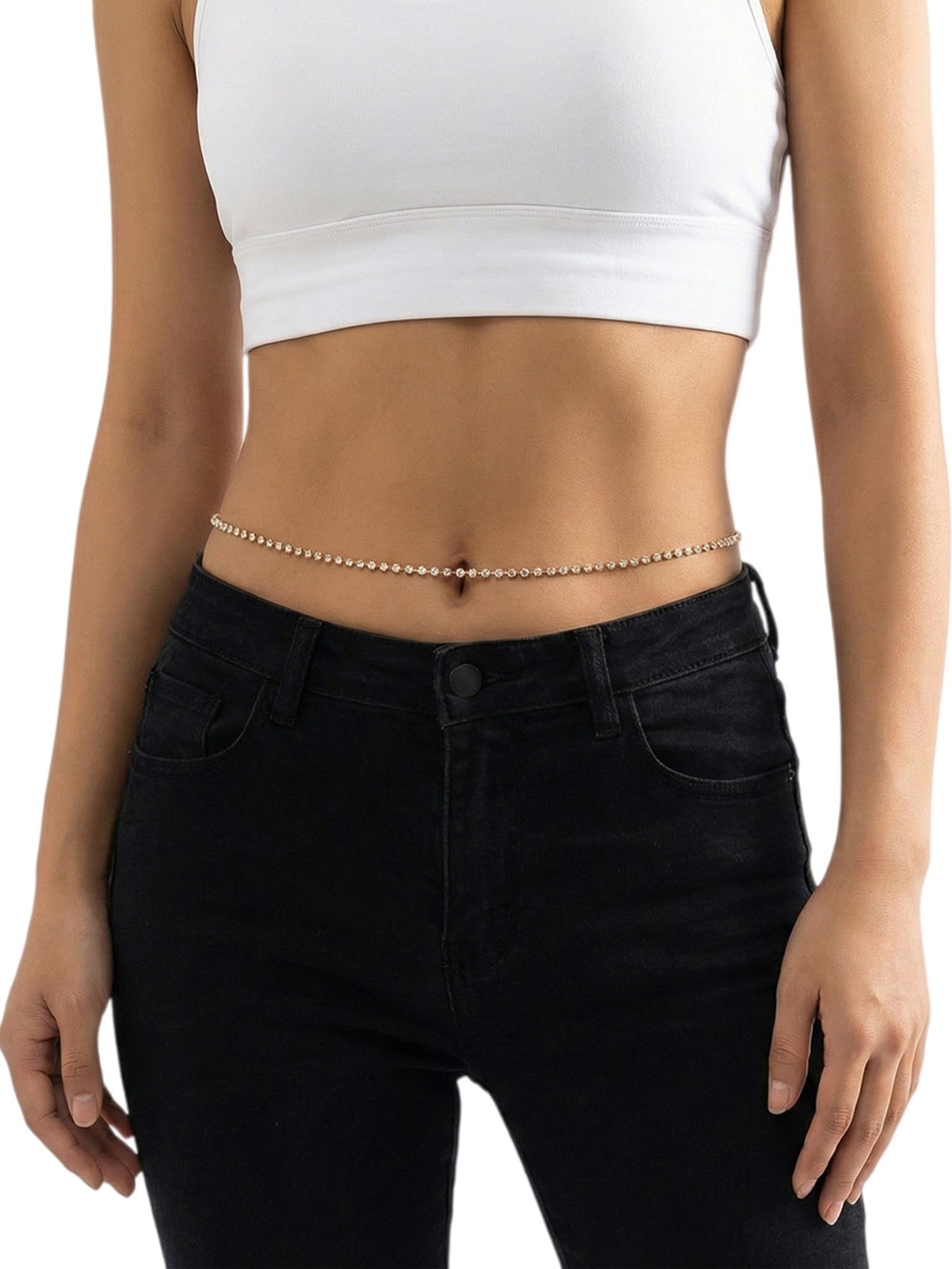 Gold-Tone Prong-Set Zircon Waist Chain with synthetic zircon details | BCN0281-01 | image 2