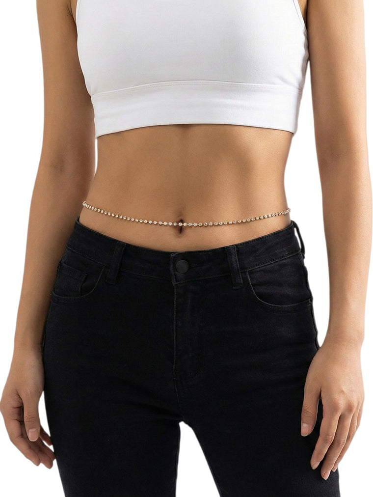 Gold-Tone Prong-Set Zircon Waist Chain with synthetic zircon details | BCN0281-01 | image 2