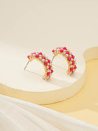 Multicolor beaded earrings with compact copper design | ERA644-01 | image 2