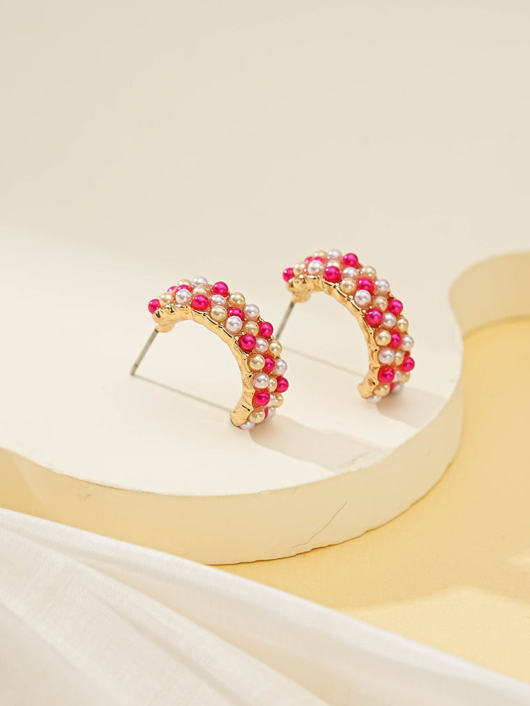 Multicolor beaded earrings with compact copper design | ERA644-01 | image 2