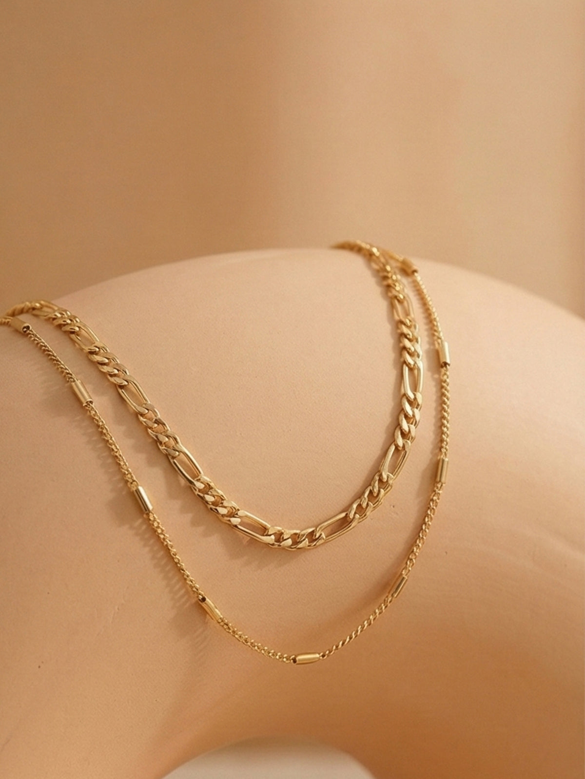 Double Layer Bar Chain Necklace with zinc-alloy hardware | NA499-01 | image 2