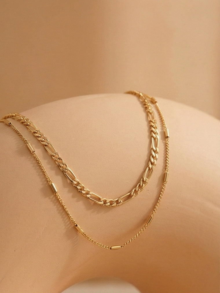 Double Layer Bar Chain Necklace with zinc-alloy hardware | NA499-01 | image 2