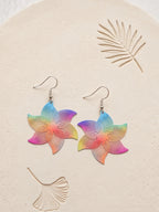 Multicolor pinwheel flower earrings in copper alloy | ERA425-02 | image 2