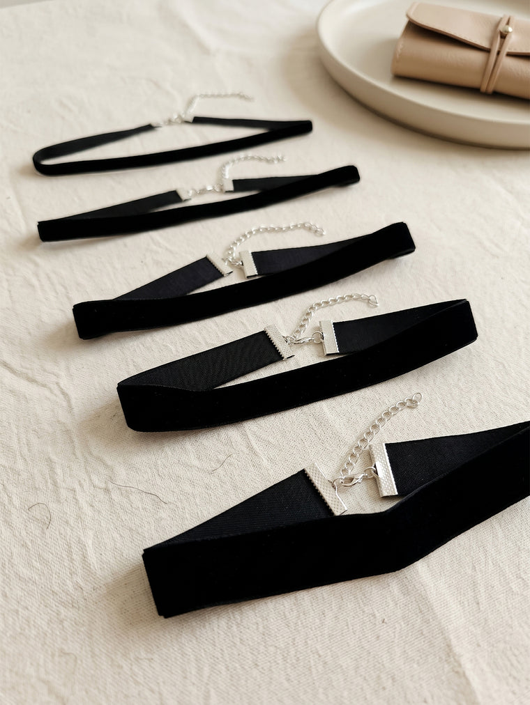 Black Velvet Choker Set with polyester fabric | NA932-01 | image 2