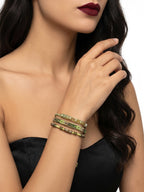 Green braided three-piece bracelet set with adjustable pull cords | BRA505-01 | image 2