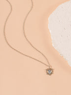 Silver-Tone Zircon Heart Necklace with zinc-alloy hardware | NA614-01 | image 2