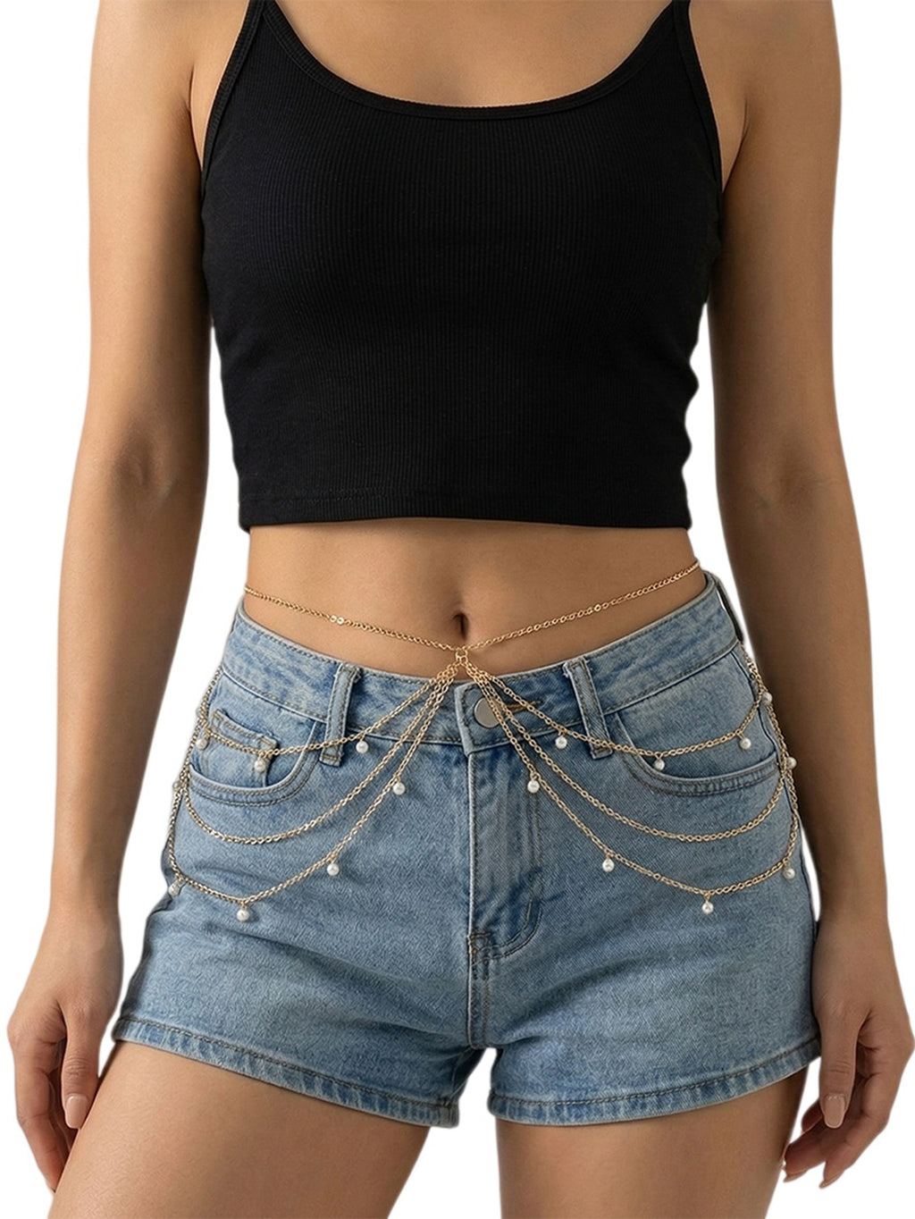 Gold-Tone Pearl Tassel Waist Chain with zinc-alloy details | BCN0238-01 | image 2