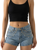 Gold-Tone Pearl Tassel Waist Chain with zinc-alloy details | BCN0238-01 | image 2