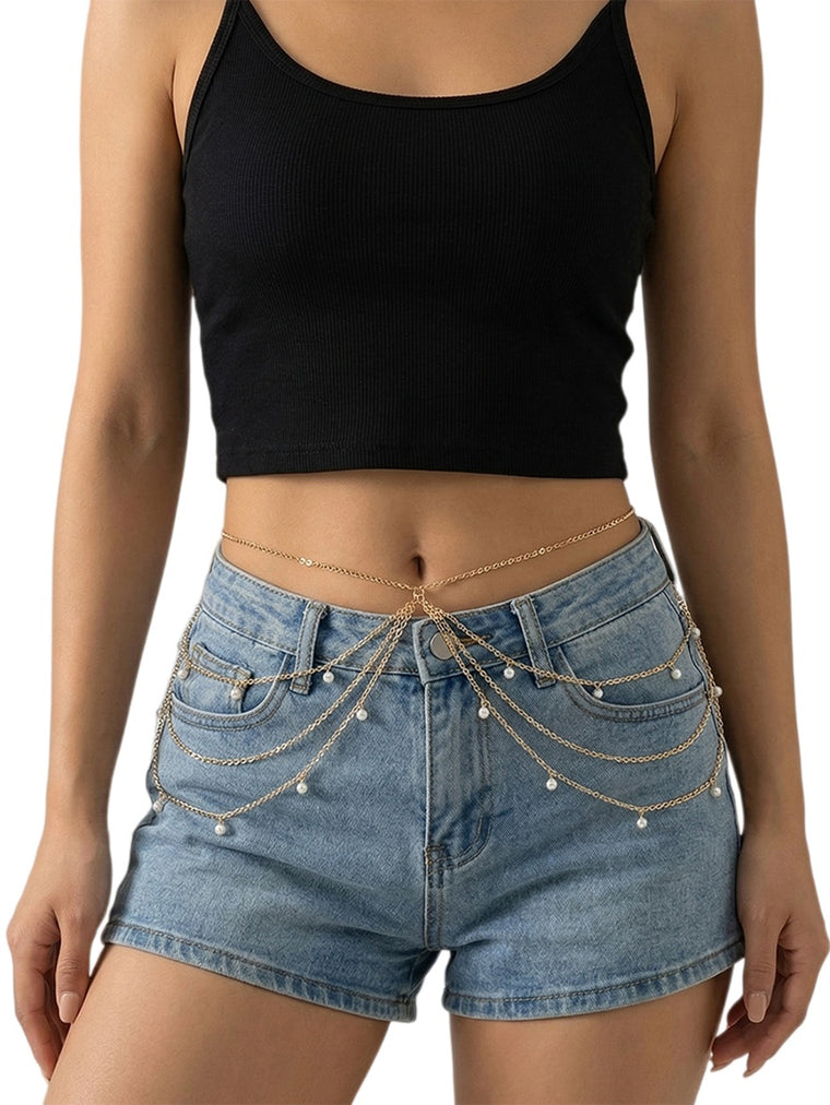 Gold-Tone Pearl Tassel Waist Chain with zinc-alloy details | BCN0238-01 | image 2