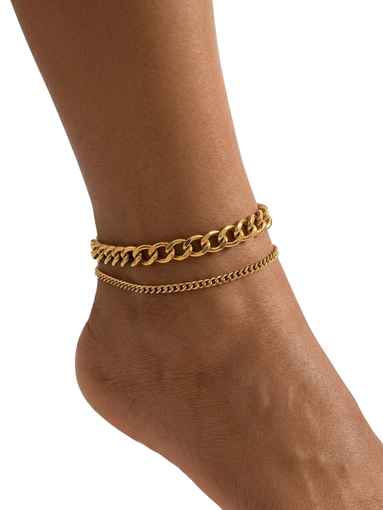 Stainless Steel Cuban Anklet Set with stainless steel details | JL7425-01 | image 2