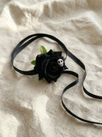 Black Rose Skull Ribbon Necklace with polyester fabric | NA708-01 | image 3
